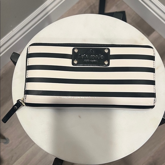 kate spade Handbags - Kate Spade Black and Cream Striped Wallet